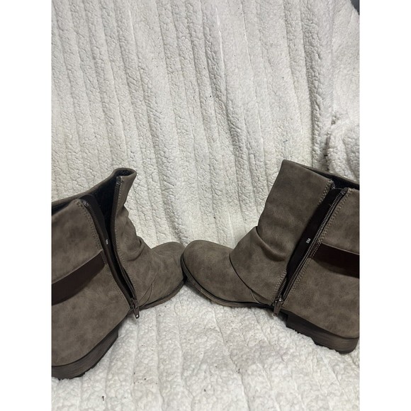 HOT TOMATO Grey Brown Zip Up Western Style Bootie Boot Size 8M Dance Country - Picture 5 of 8